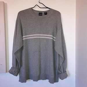 XL Gray sweater with white stripes.